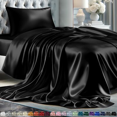 Satin Sheets Twin Set 3pcs Comfy Hotel Luxury Silk Feel Satin Bed