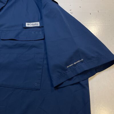 Chemise De Pêche Columbia PFG Manches Longues, Bleue Ventilée, Taille 3XT, Omni-Shade