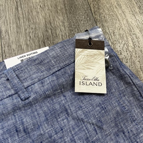 Pantalone lino uomo Tasso Isola d'Elba 38x30 blu chambray relax resort spiaggia nuovo con etichette - Foto 3 di 10