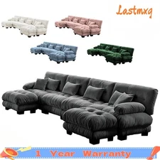 2-4 Seat Chenille Cloud Couch Sofa Set Lumbar Pillow w/O Ottoman Living Room