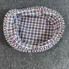Longaberger Basket Liner Plaid Multi Color Cotton Ruffled Edge Made in USA