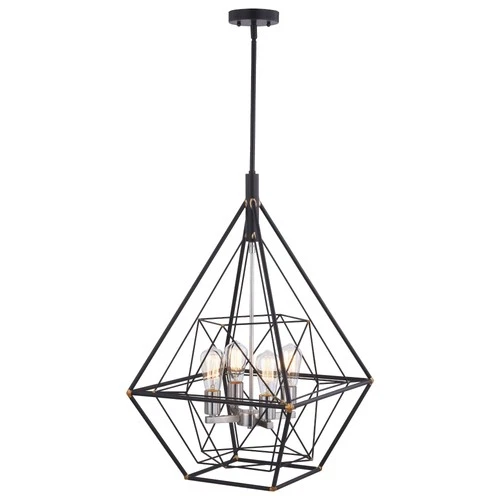 Bartlett 4-Light Pendant in Industrial and Cage Style 28.5 Inches Tall and 24 - Picture 1 of 11