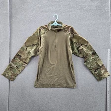 Tru-Spec Men Button Up Shirt L Olive Base Layer Camouflage Cordura 1/4 Zip