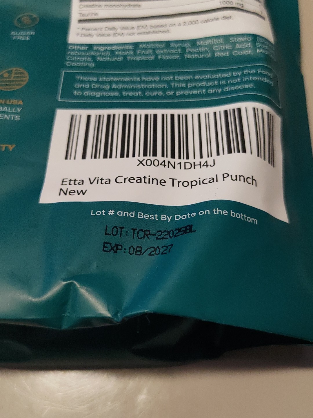 Etta Vita Sugar Free Creatine Taurine Pro Endurance 150 Gummies 8/2027