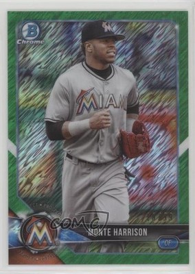 2018 Bowman Chrome Prospects Green Shimmer Refractor 18/99 Monte Harrison d4v