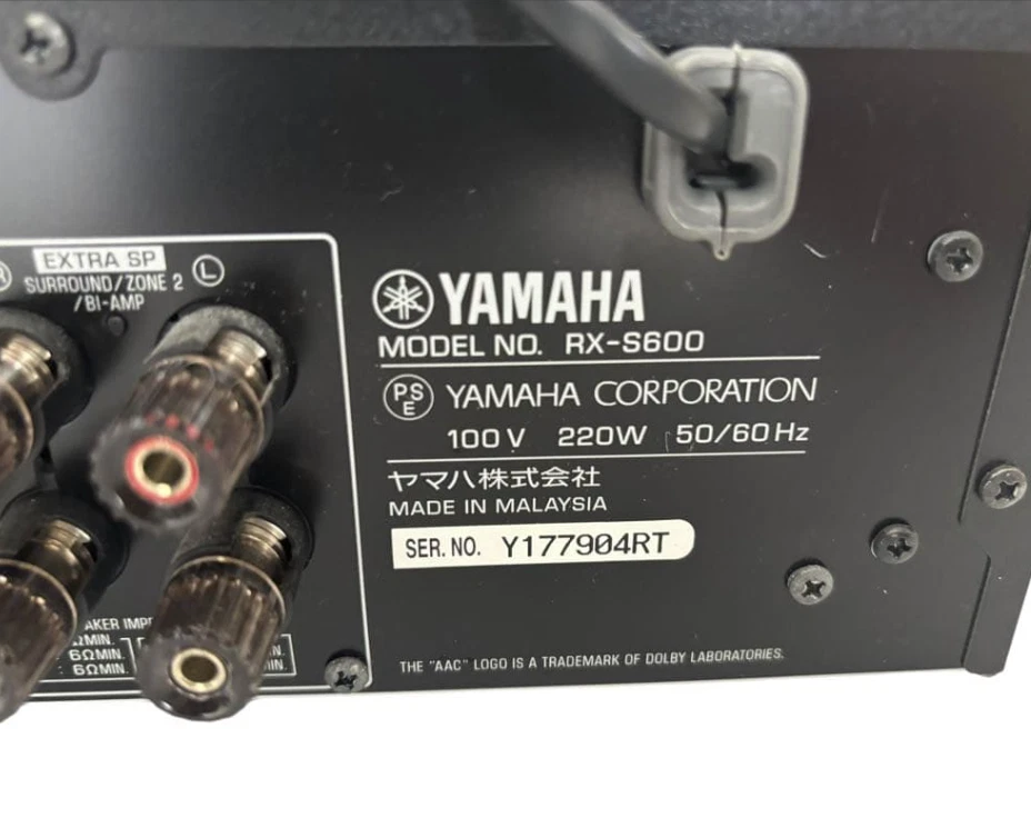 YAMAHA RX-S600 NATURAL SOUND AV RECEIVER 5.1ch Black AC100V 50/60Hz 220W - Image 4 of 4