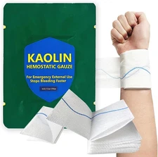 Rapid Clotting Hemostatic Gauze 3"x5ft Kaolin Infused Bleed Stop Quick Blood