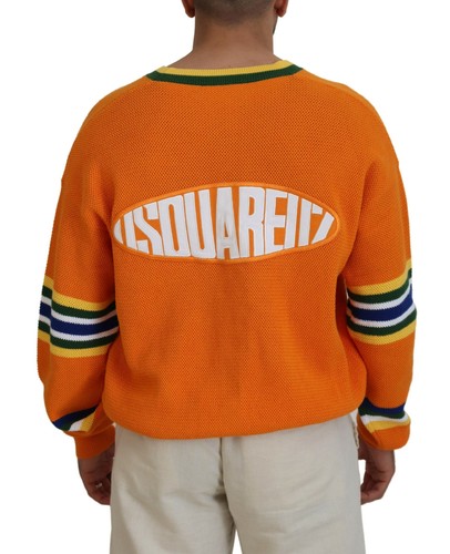 Dsquared² Orange Cotton Long Sleeves Men Cardigan Men's Sweater Authentic - Picture 3 of 4