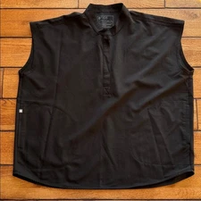 Figs Womens Sz XL Rafaela Oversized Scrub Top Black Technical Collection Pockets