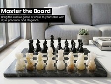 Premium Marble Chess Set Black Onyx Handmade Board Game Gift Set