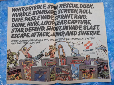 Vintage Konami Nintendo Entertainment System Spiele 1987 Werbung - siehe Details