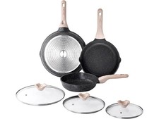 KORDISEN KD-0507 8" 9.5" 11" 3-PIECE INDUCTION NONSTICK SKILLET SET WITH LIDS