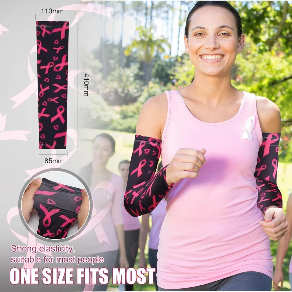 Pink Ribbon Arm Sleeves for Women - Charity Events & Sports - Image 4 of 4
