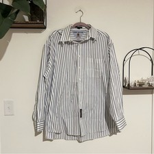 Tommy Hilfiger 100 Cotton Blue  White Striped Long Sleeve Button Down Shirt