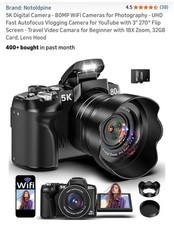 5K Digital Cameras 80MP 60FPS Video Camera Vlogging WiFi App Control for Youtube