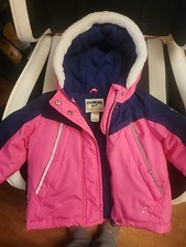 OshKosh B'gosh Pink And Navy Blue winter jacket with a white faux-fur trim
