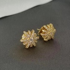 2 Ct Round Cut White Moissanite Women's Hoop Earrings 14K Yellow Gold Plated