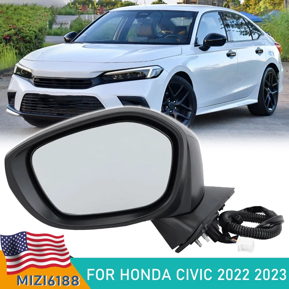 Left Driver Side Mirror for 2022-2024 2025 Honda Civic Power Non-Heated 3 Pins