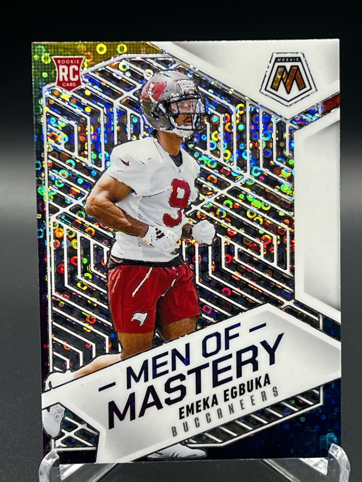 2025 Mosaic Men of Mastery Emeka Egbuka #15 No Huddle Silver Prizm RC Buccaneers