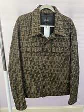 Fendi Men's FF Zucca Blouson Overshirt Jacket in Brown XXL