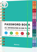 Spiral Password Book with Alphabetical Tabs - 5.8" X 8.2" Small Password Keeper
