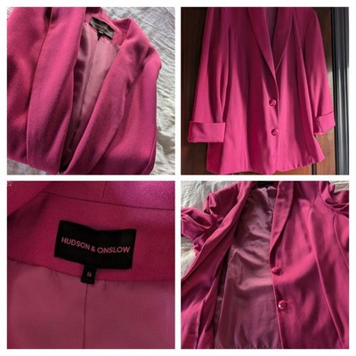 Women's Jacket Hudson & Onslow Size 16 Vintage Dark Pink 3/4 sleeve Lined