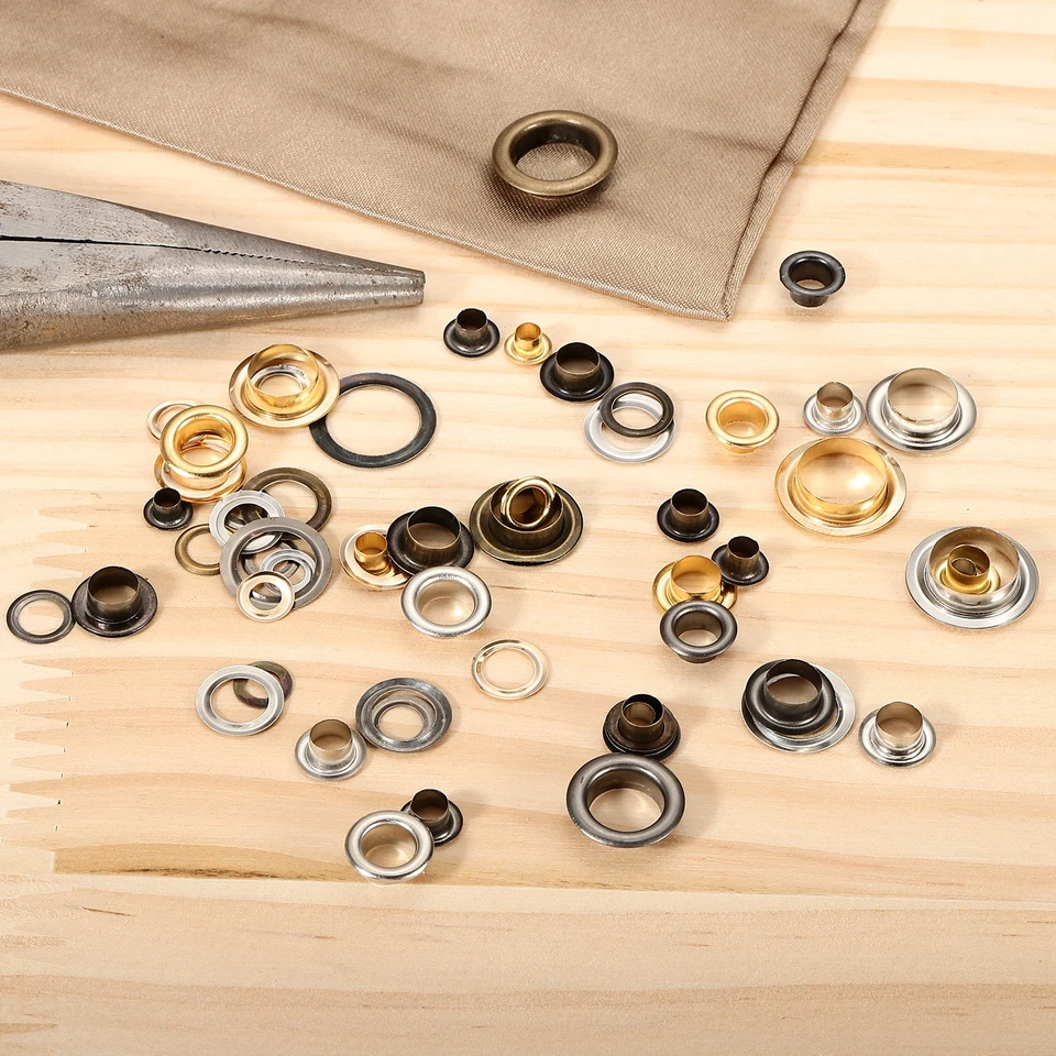 100 juegos de ojales ojales, ojales de latón de 4 mm con respaldo automático, bronce Foto 4 de 4