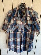 Vintage Lee RN34783 Unisex Plaid Short Sleeve Pearl Snap Western Shirt