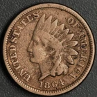 1864 1C INDIAN HEAD COPPER CENT KM# 90 Grade:  VG A6959