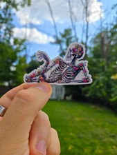 Floral Skeleton Sticker | Gothic Aesthetic | Colorful Vinyl Decal | Edgy Decor 