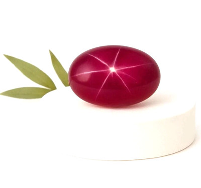 15.28 Ct+ 6 Rays Natural Red Star Ruby Oval Cabochon Certified Loose A+ Gemstone
