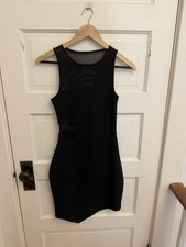 Express Women’s Black Mesh Cutout Asymmetrical Bodycon Dress Size 4