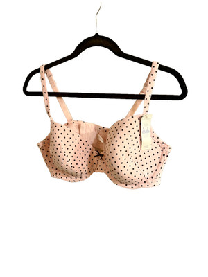 Cacique Cotton T-Shirt Bra Shaping Solution 42D Pink and Black Poka Dot
