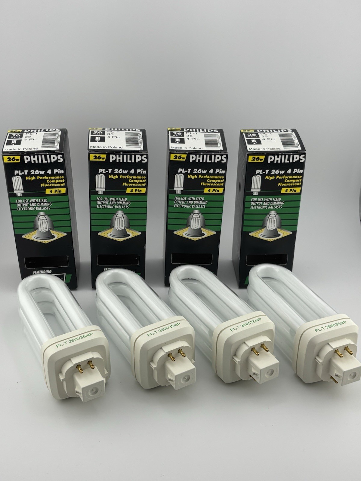 ⚡️4 Lot⚡️ PHILIPS PL-T 26W 4 Pin Triple Tube Compact Fluorescent Lamp Bulb🐕