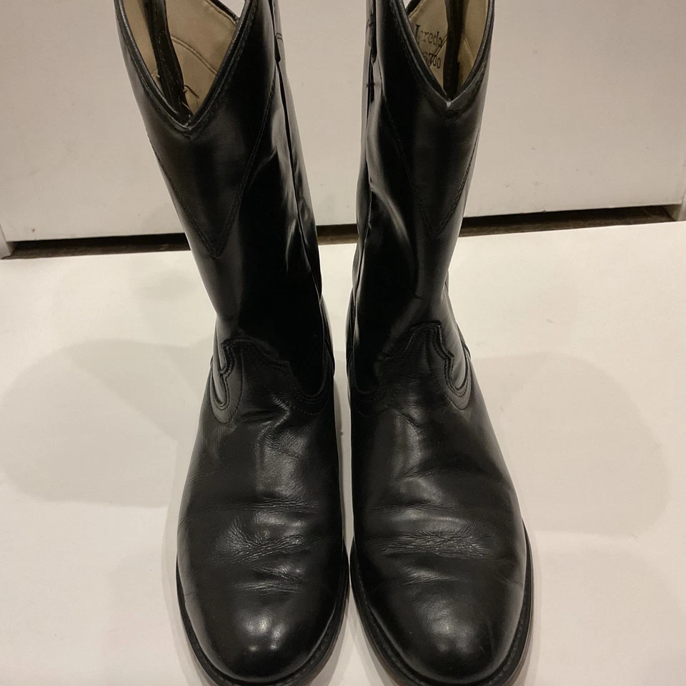 Womens Laredo Black Leather Roper Size 8.5 M Western Cowboy Boots - Image 3 of 4