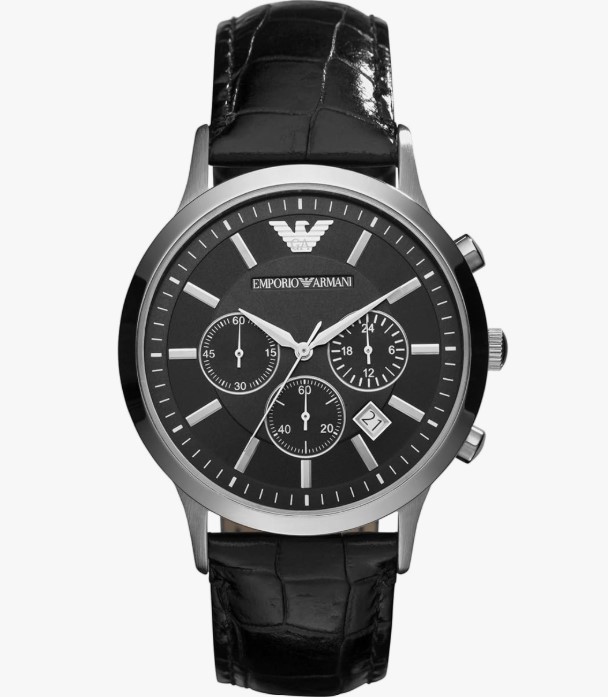 Montre Emporio Armani Noire en Acier Cadran Multifonction de Luxe