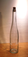 Long Neck 72 cl Green Tint Glass Wine Bottle w Cork 13.75" Tall
