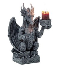 Drache Kerzenhalter Figur 16 cm – Mystischer Drachen-Kerzenständer aus Polyresin