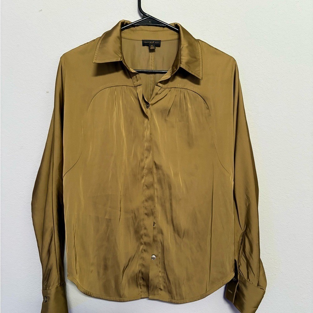 Current Air Metallic Button Down Blouse Career Of… - image 1
