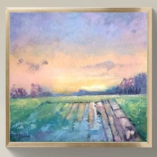 Original Fine Art Painting 12x12 | Signed Canvas | Impressionist Sky Landscape