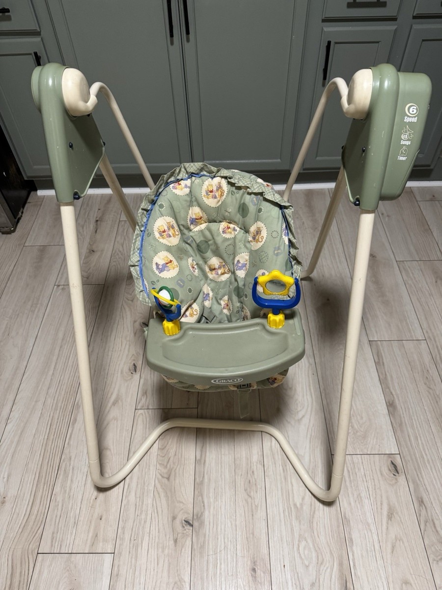 Vintage Graco Disney Winnie The Pooh Swyngomatic Open Top Baby Swing HTF