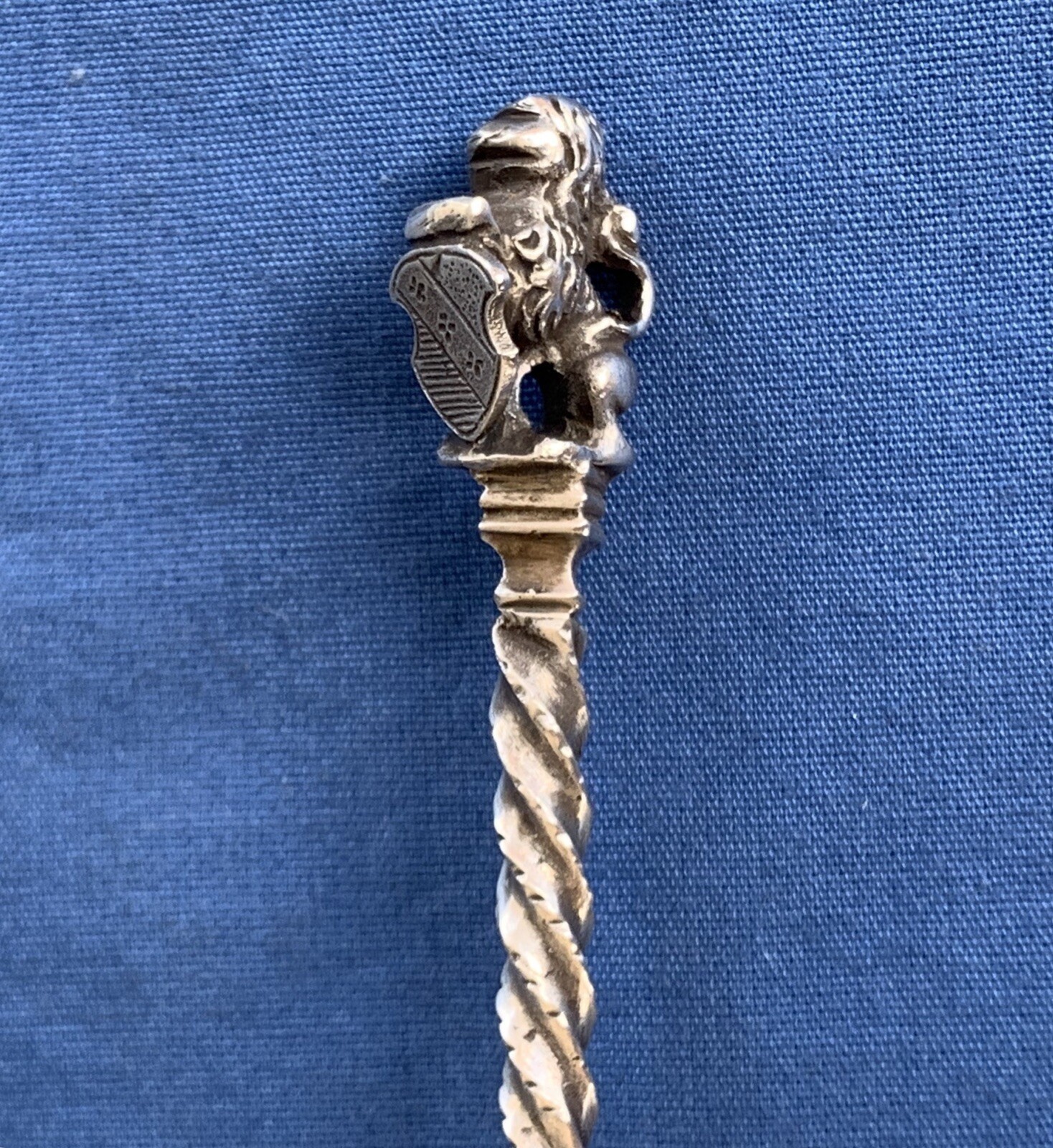 1912 Dutch Silver Figural Lion & Shield Spoon Gerardus Schoorl G7S Amsterdam