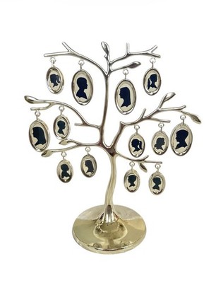 Exposures Silver Family Tree Frame 13 Hanging Oval Photo Charms Tabletop Stand