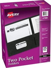 Two Pocket Textured Paper Folders Black Paper 8.5x11in 25 Covers/BX - 5EA