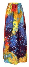 Vintage 70s Maxi Skirt Wrap Tie Psychedelic Festival Batik Hippie Day Glo Small
