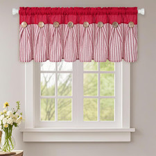 Farmhouse Cotton Linen Valances for Windows, Boho Kitchen Curtains Valances with