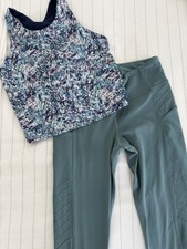 ATHLETA GIRL Tank & Legging Set, Aqua Teal & Purple, Size 12 Youth