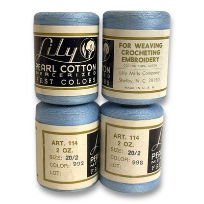 Lot of 4 Lily Pearl Cotton Mercerized Embroidery Thread Size 20/2 Blue Color 992