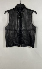 Chaleco David Cardona Para Mujer Negro Completo Cuero Anilina Forrado Seda Cremallera M
