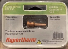 Hypertherm Genuine Powermax 30 Air Electrodes 420132 5 Pack - Made in USA